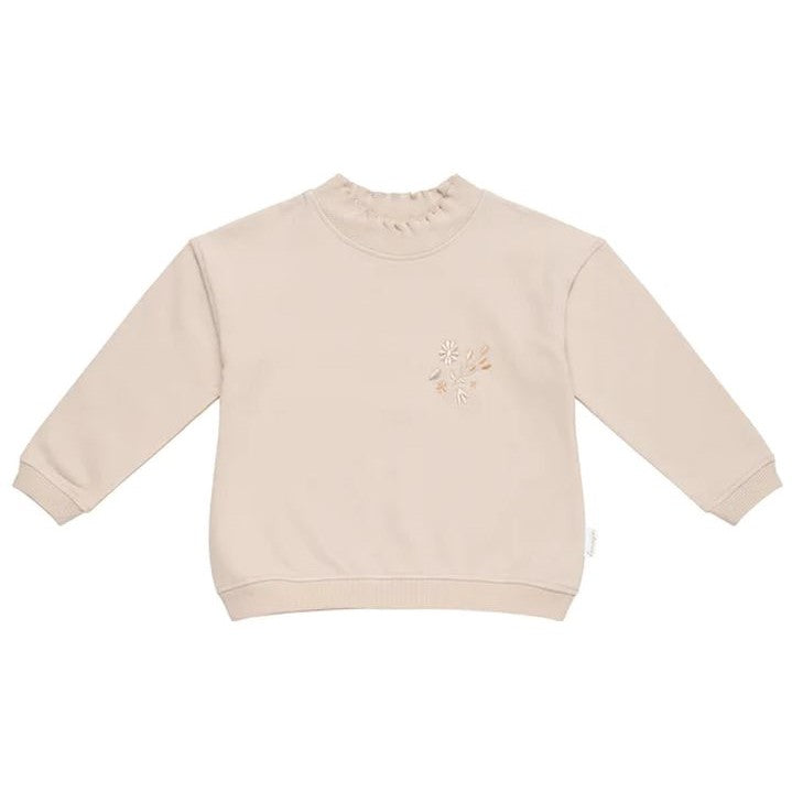 Oversized sweatshirt with ruffle collar, powder grey, 74/80 | leevje