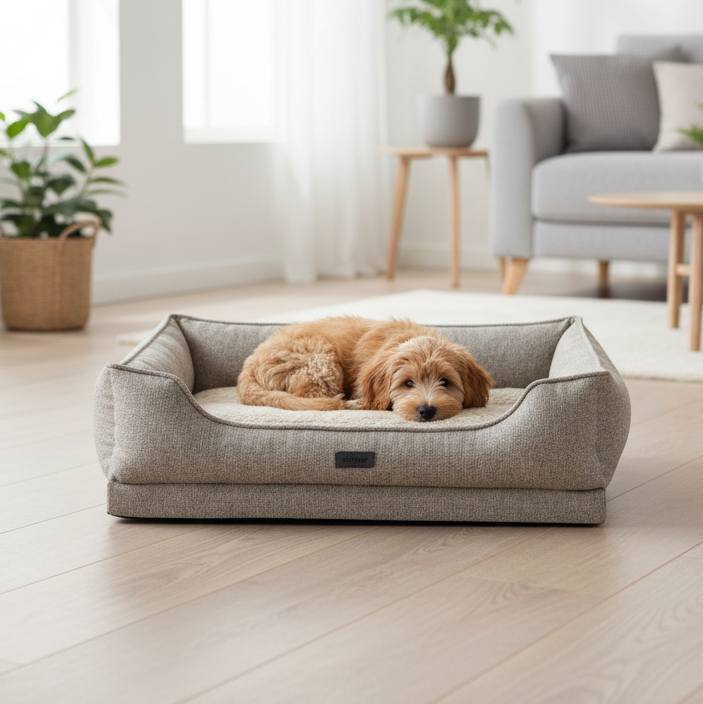 Orthopedic dog comfort bed, rectangular, "CALBU", beige, size XL | Nobby