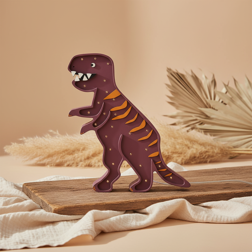 Lampe T-Rex Dinosaure violet orange | Little Lights
