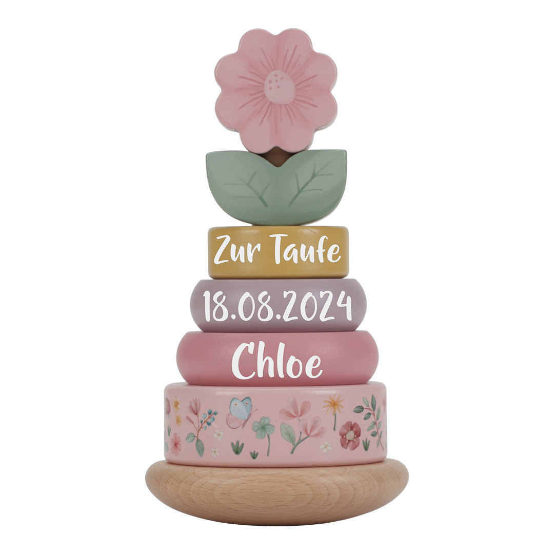 Wooden stacking tower Fairy Garden "For Baptism"