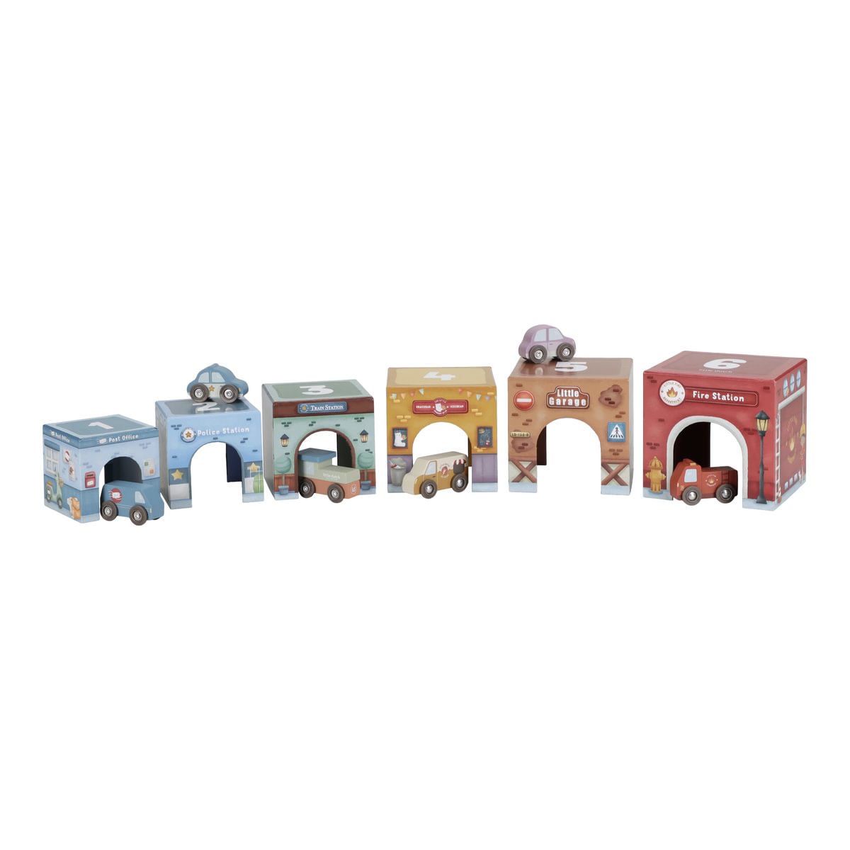Stacking cubes with cars for wooden railway play worlds | Smacking buffers