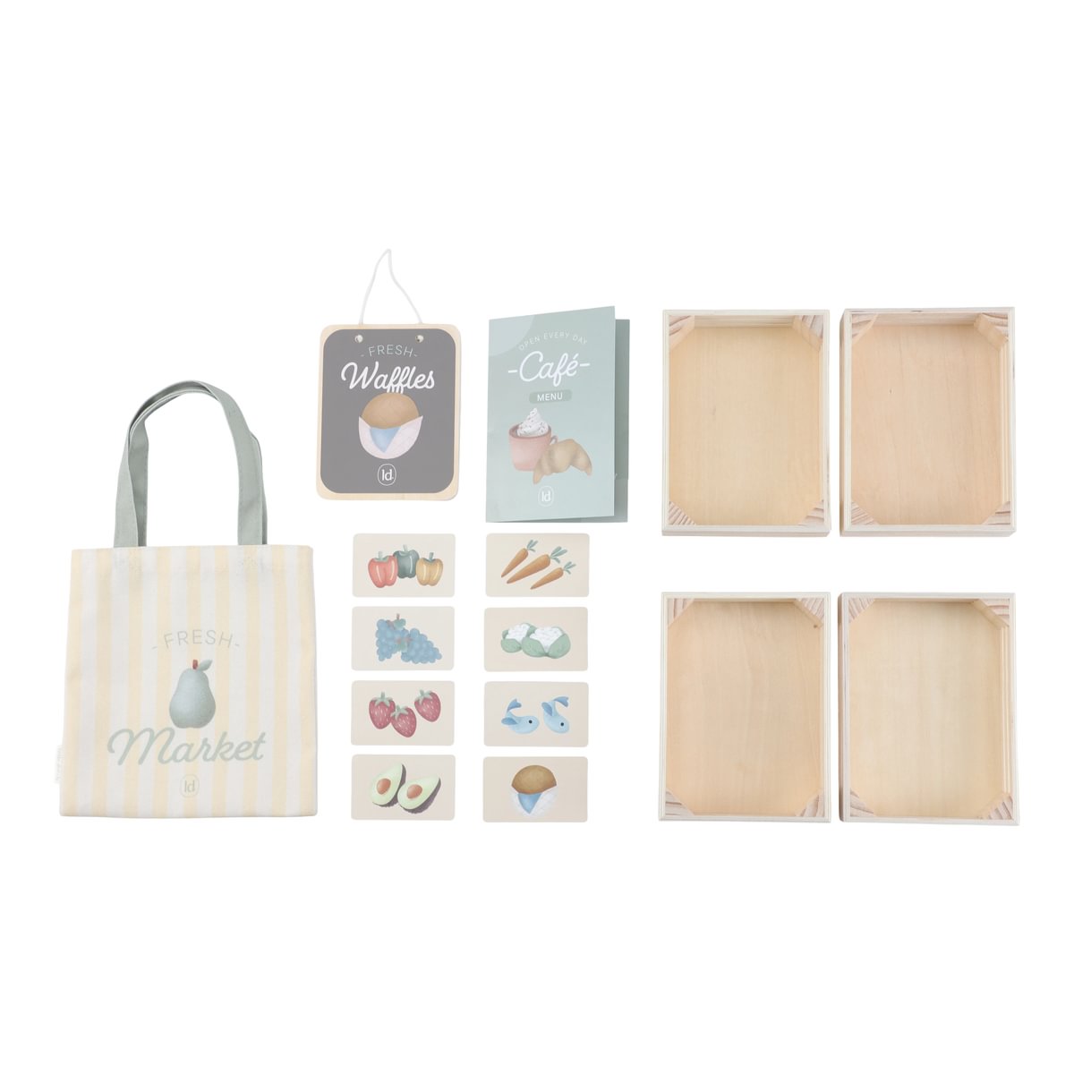 Étal de marché et café en bois – Stand de jeu 2 en 1