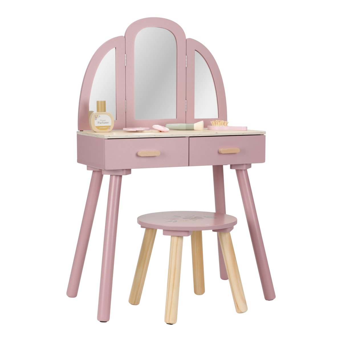 Wooden Children's Dressing Table – Vanity with Mirror & Accessories