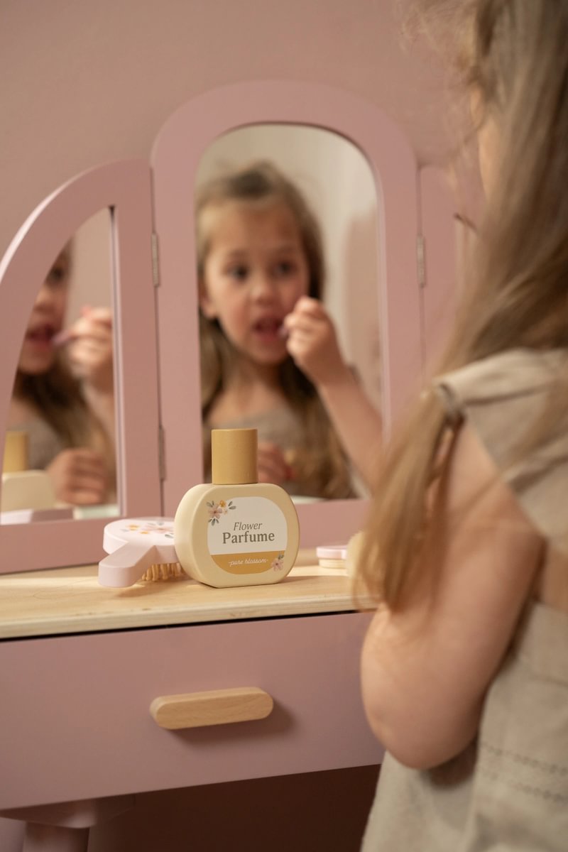Wooden Children's Dressing Table – Vanity with Mirror & Accessories