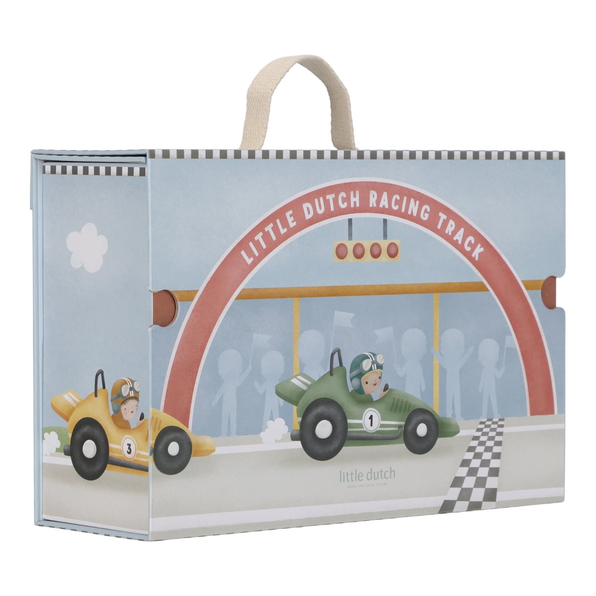 Toy suitcase with race track
