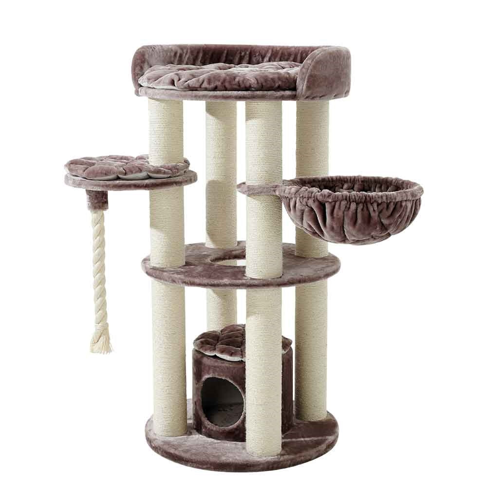 Nobby Kratzbaum Arda Cappuccino 138 cm – originales Nobby Herstellerfoto mit Höhle, Hängemulde und breiten Sisalstämmen