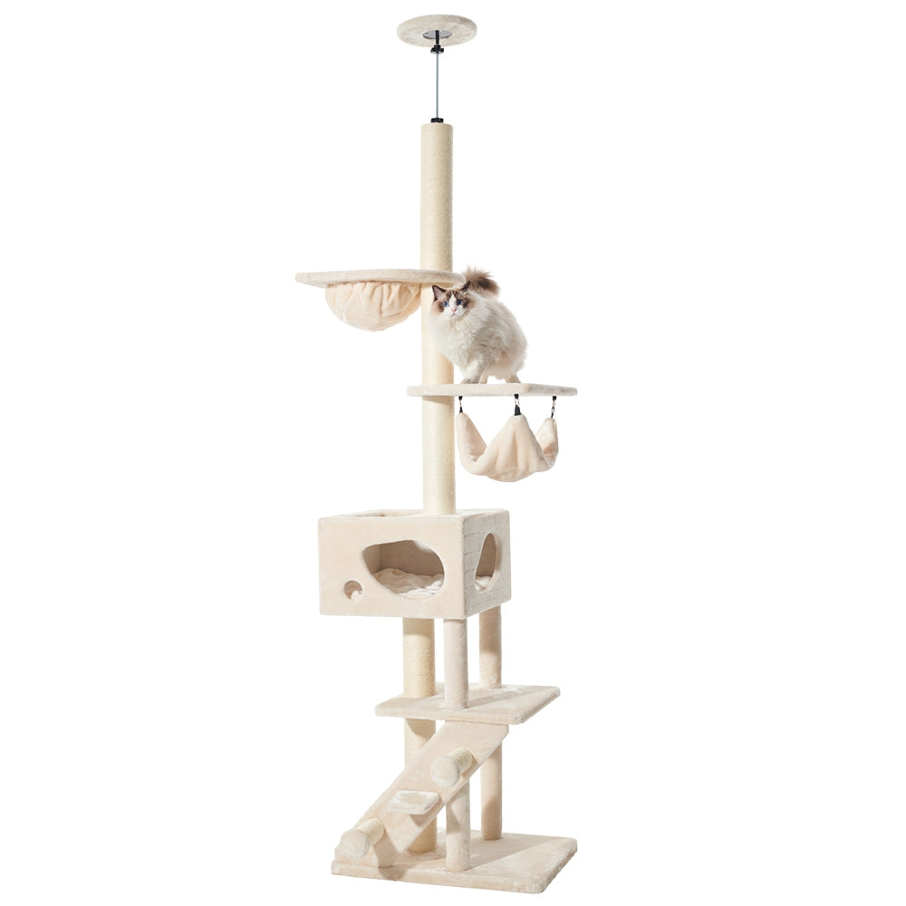 Nobby Kratzbaum Sivas Cream 247–275 cm mit Deckenspanner – Gesamtansicht