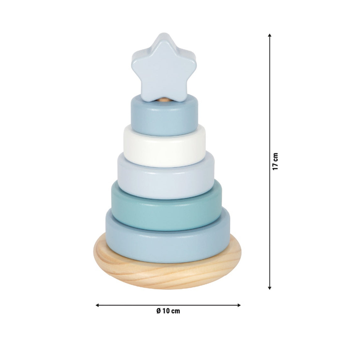 Personalized blue stacking tower - For a christening | small foot by Schmatzepuffer