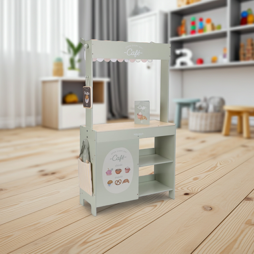 Étal de marché et café en bois – Stand de jeu 2 en 1