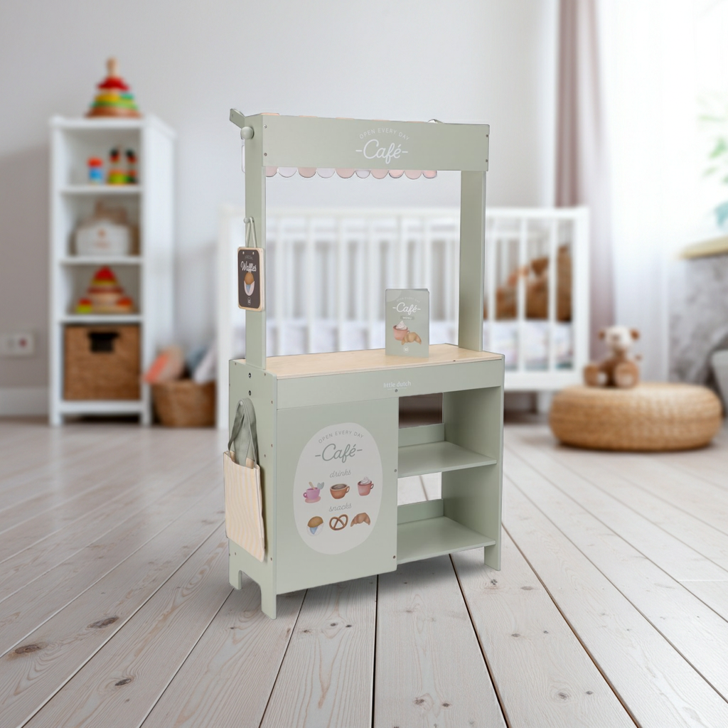 Étal de marché et café en bois – Stand de jeu 2 en 1