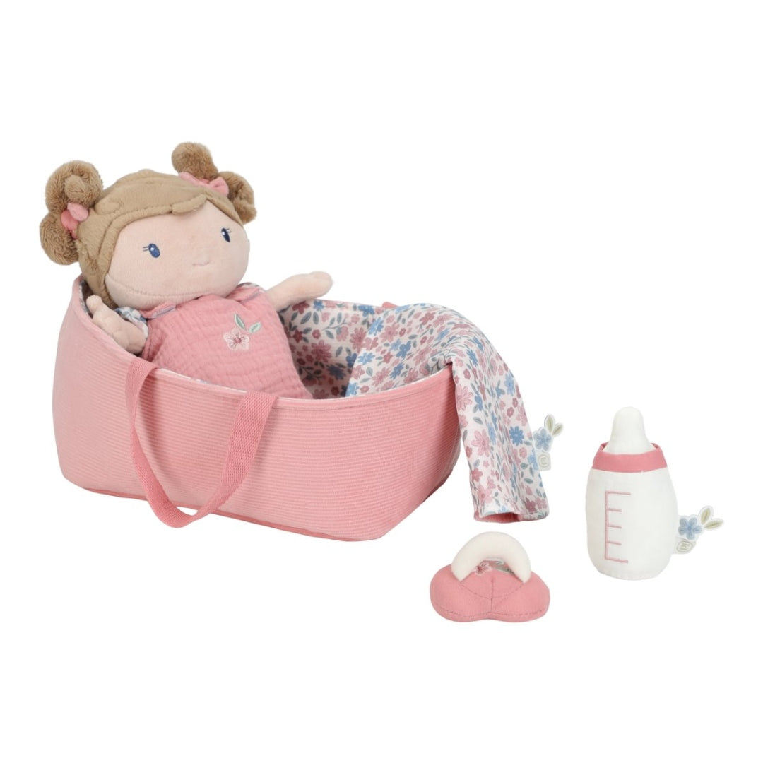Pink baby doll in a basket | Little Dutch