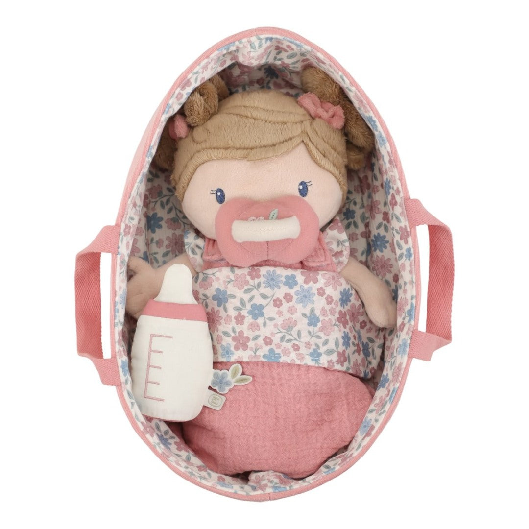 Pink baby doll in a basket | Little Dutch