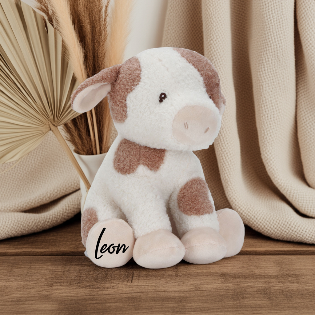 Peluche vache 25 cm à câliner et à jouer
