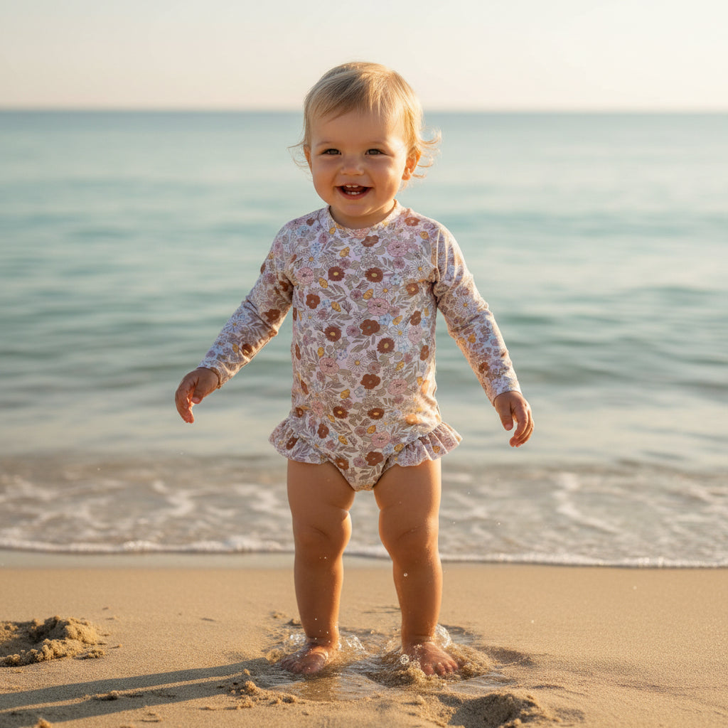 Long-Sleeve Ruffle Swimsuit for Kids