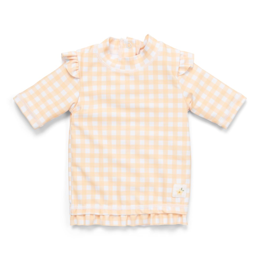 Short-Sleeve UV Shirt Sunshine Checks with Ruffles