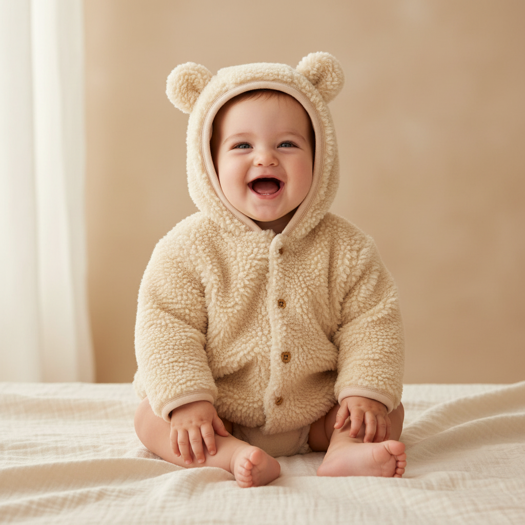 Veste en peluche Baby Bunny, sable | Little Dutch