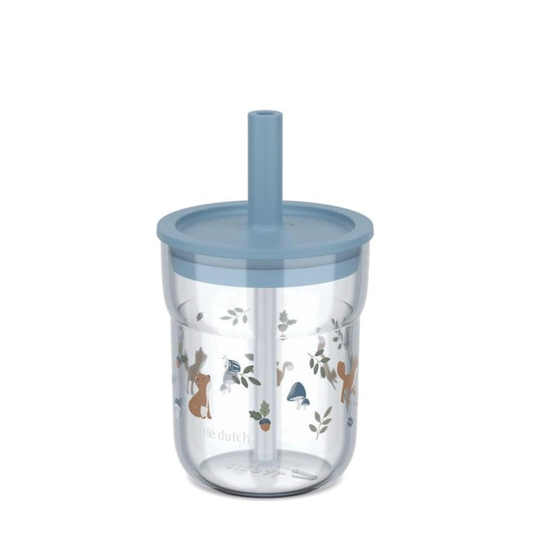 Kinder-Trinkglas Baby 250ml mit Trinkhalm - Forest Friends | Little Dutch x Mepal