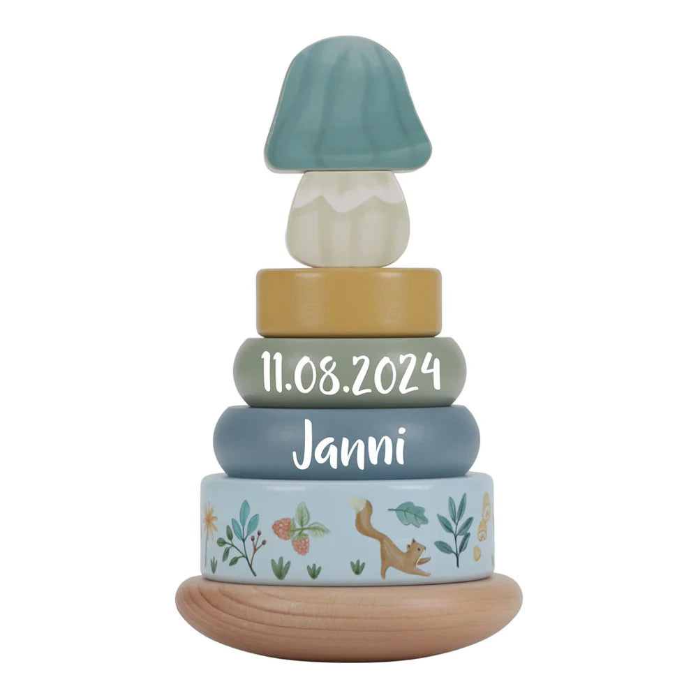 Personalized Gift Set Wooden Train - Stacking Tower - Rainbow - Gift for Birth