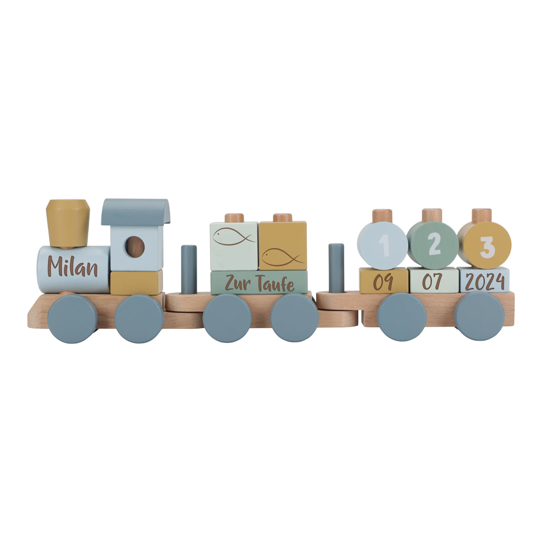 Train en bois personnalisé Forest Friends - Cadeau de baptême