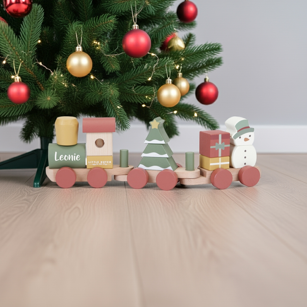 Personalisierter Holz-Zug Weihnachten – Geschenk zur Geburt
