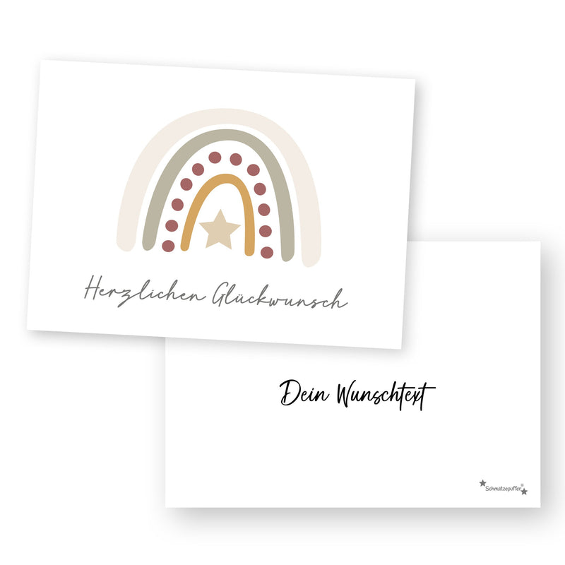 Personalisierte Grußkarte Beige - Herzlichen Glückwunsch | Schmatzepuffer