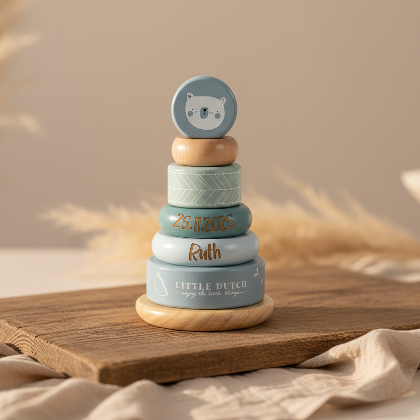 Personalized Stacking Tower Adventure Blue – Birth Gift | Schmatzepuffer