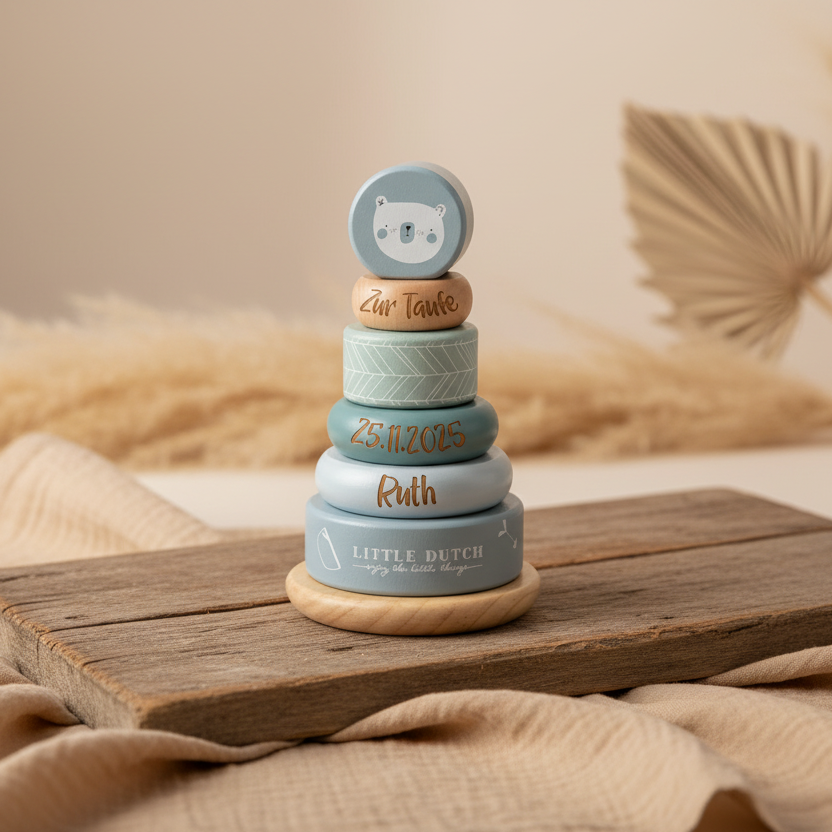Personalized Stacking Tower Adventure Blue - Christening Gift | Schmatzepuffer