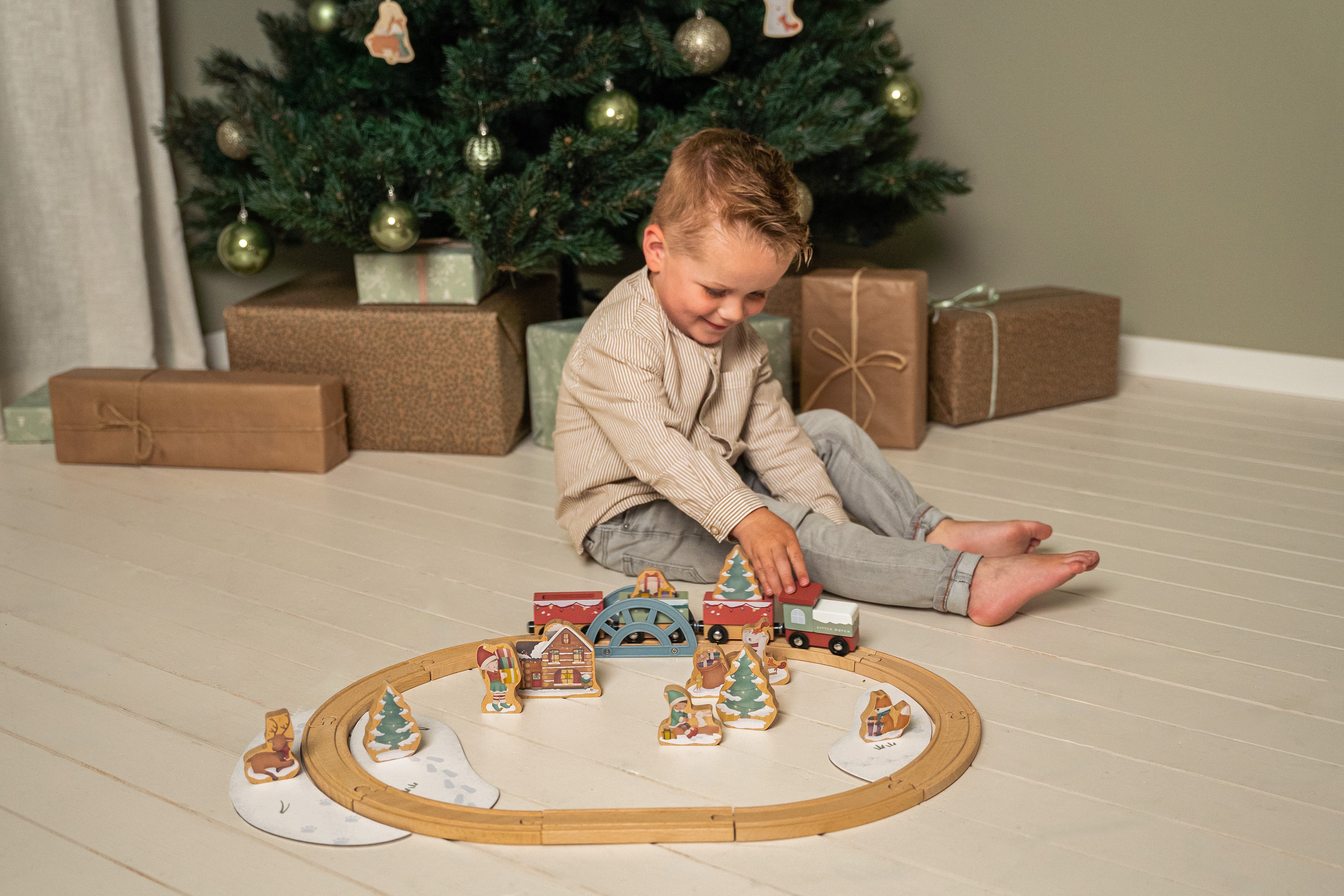 Wooden Toy Train Winter Wonderland