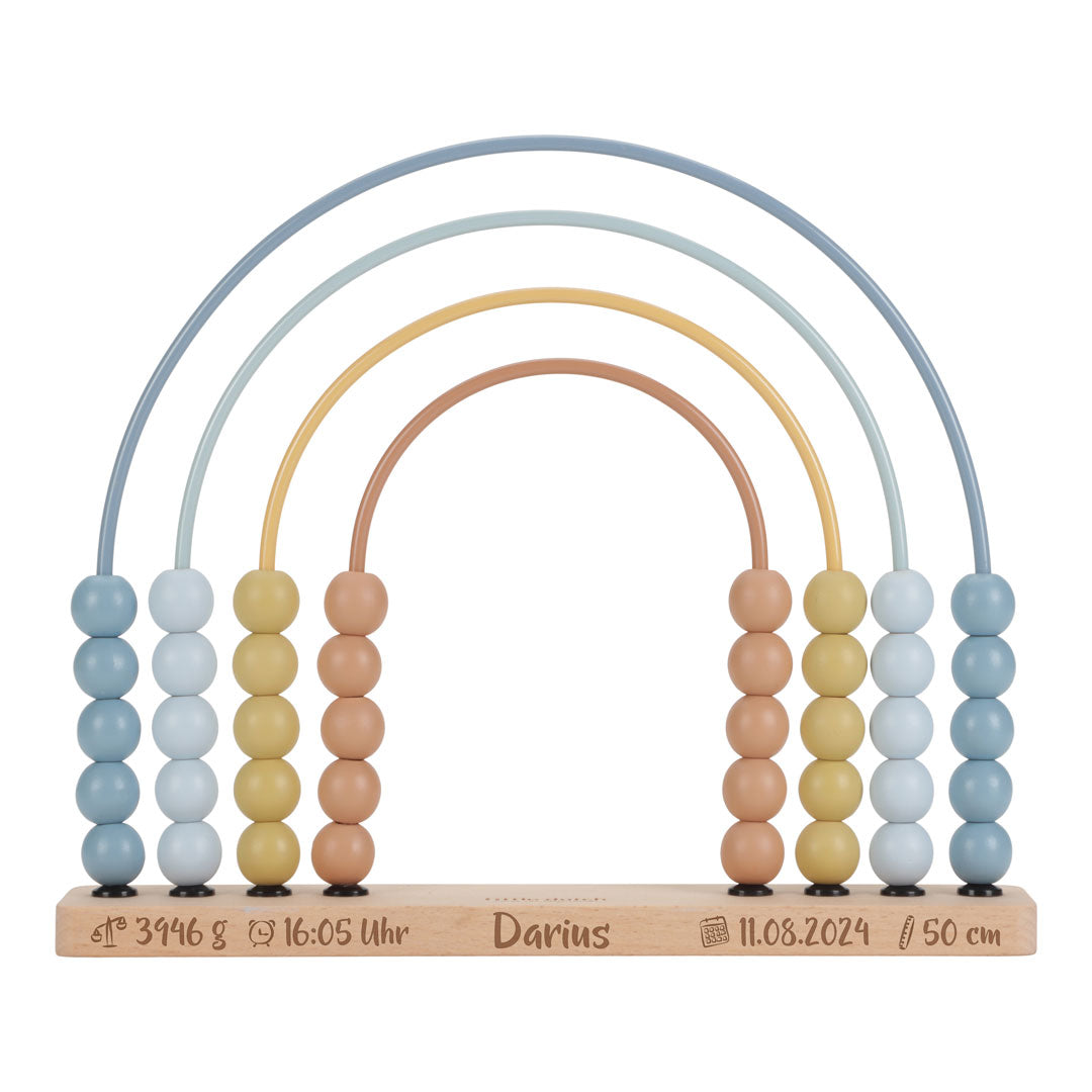 Arc-en-ciel boulier Forest Friends bleu – jouet d'apprentissage en bois