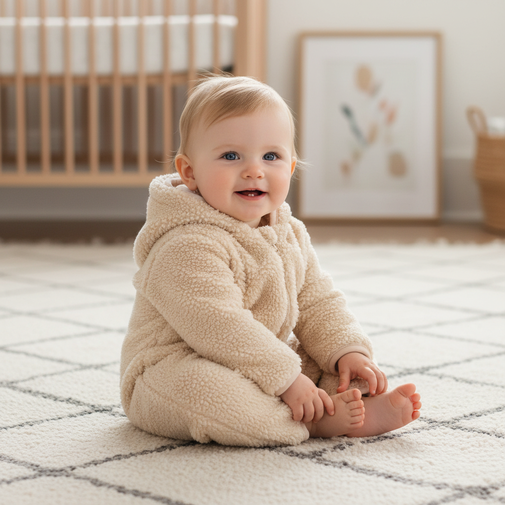 Grenouillère bébé lapin, sable | Little Dutch