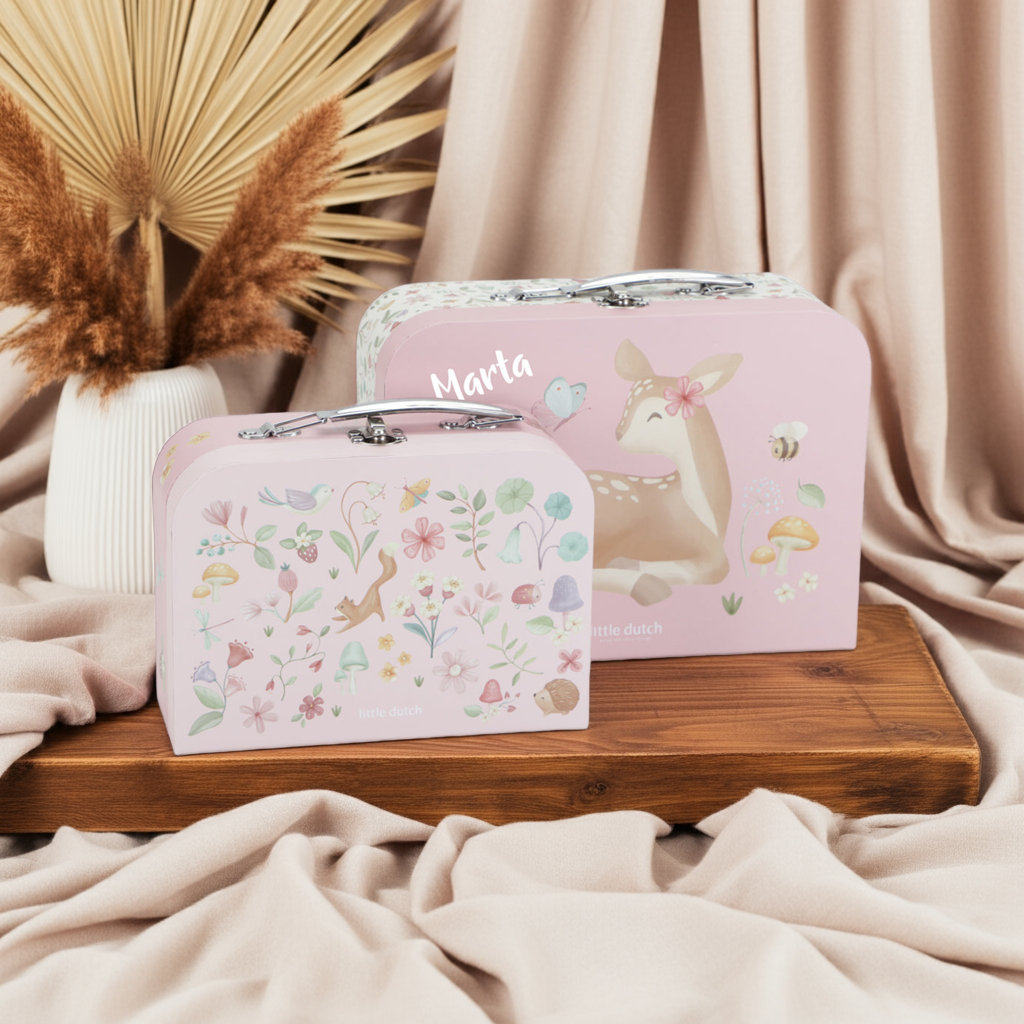 Personalised Kids' Suitcase Fairy Garden Pink with Name