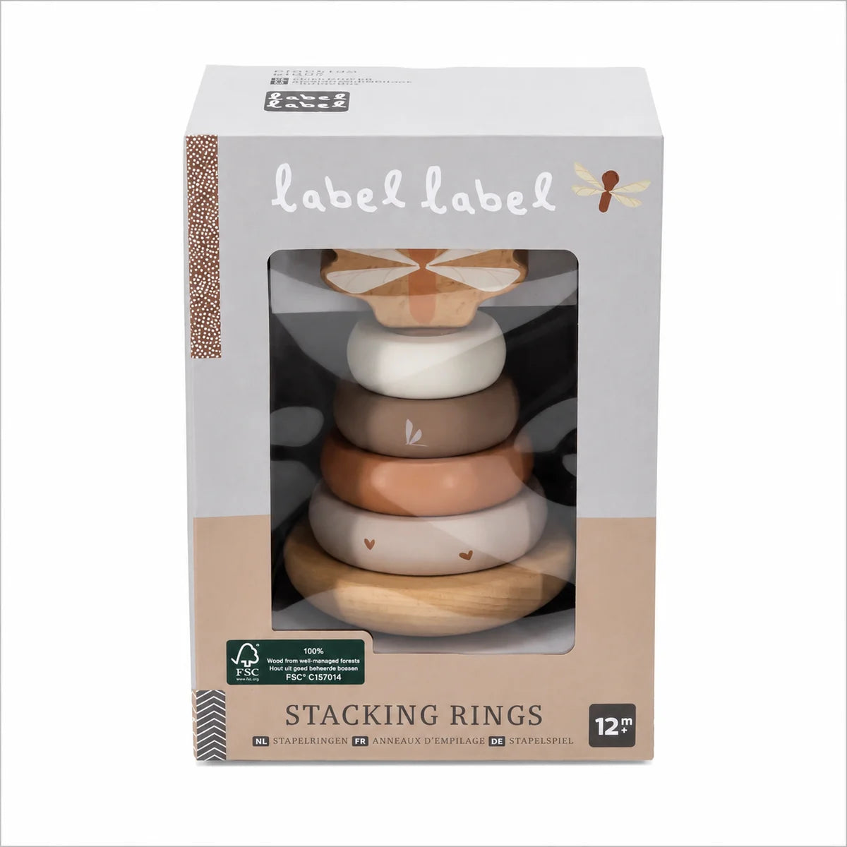 Wooden Stacking Tower in Nougat by Label Label Educational Toy - personalized gift for birth