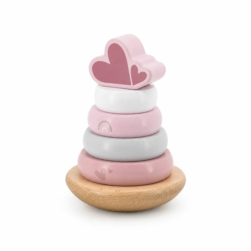 Personalised Wooden Stacking Tower Pink by Label Label – Gift for Birth