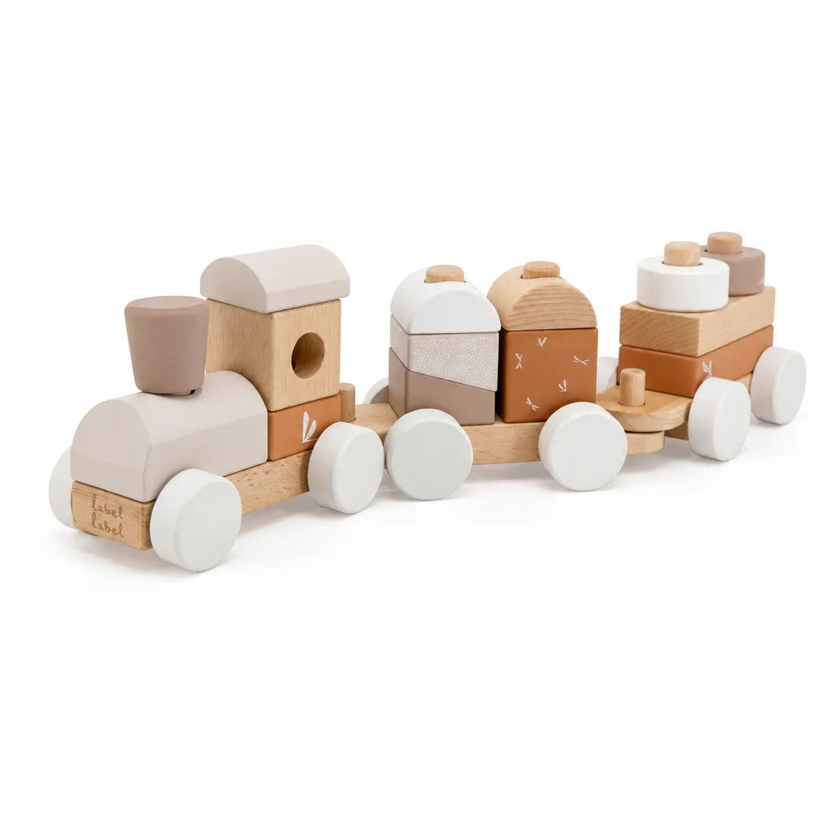 Train en bois personnalisé pour la naissance avec nom et données de naissance – Nougat