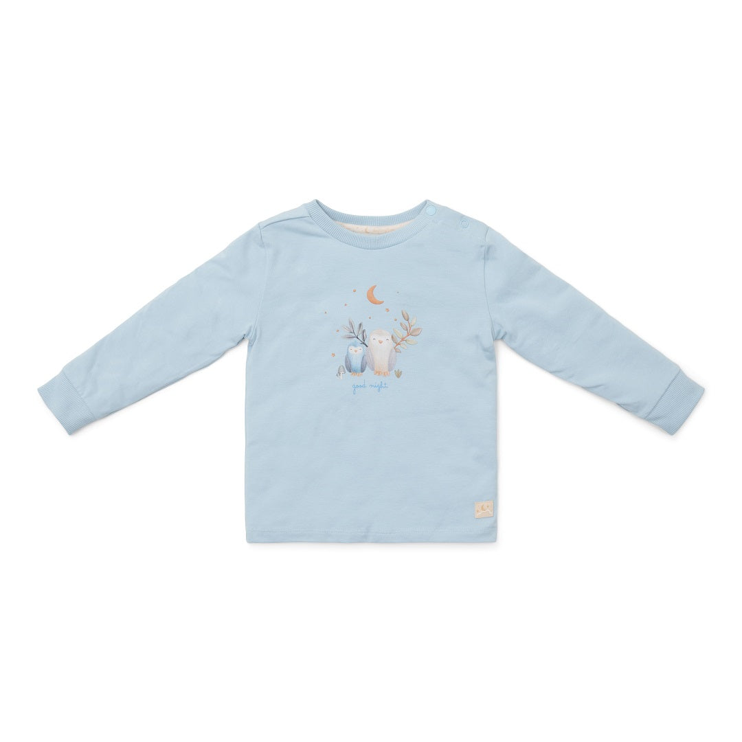 Little Dutch Pyjama Forest Adventure – hellblaues Langarmshirt mit Eule und Eichhörnchen, dazu bedruckte Hose