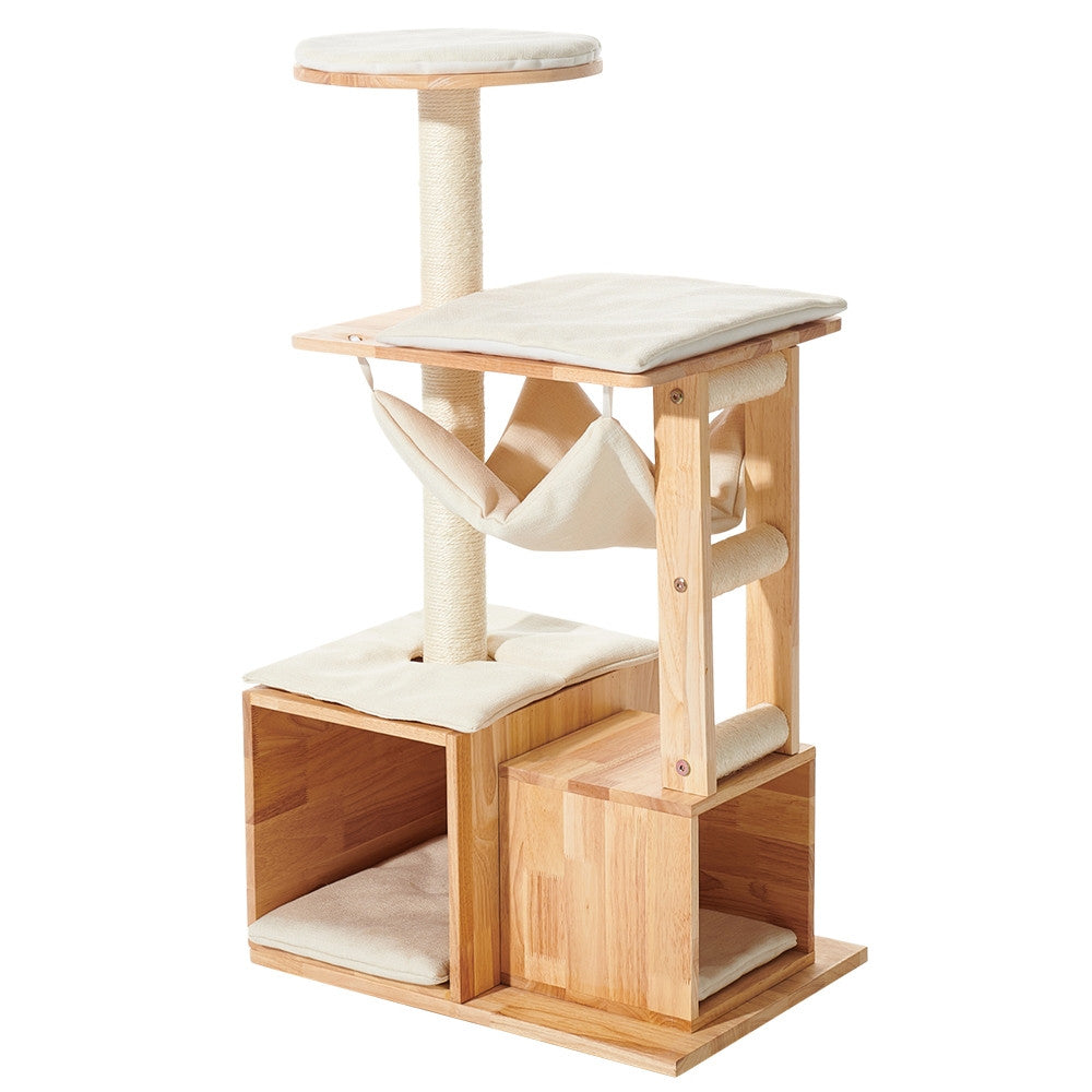 Nobby Kratzbaum Ligno Cream 108 cm aus Gummibaumholz – Produktansicht 1
