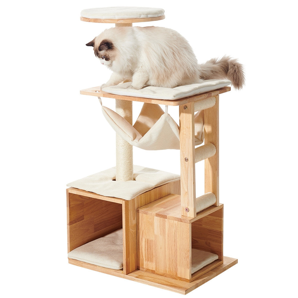 Nobby Kratzbaum Ligno Cream 108 cm aus Gummibaumholz – Produktansicht 2