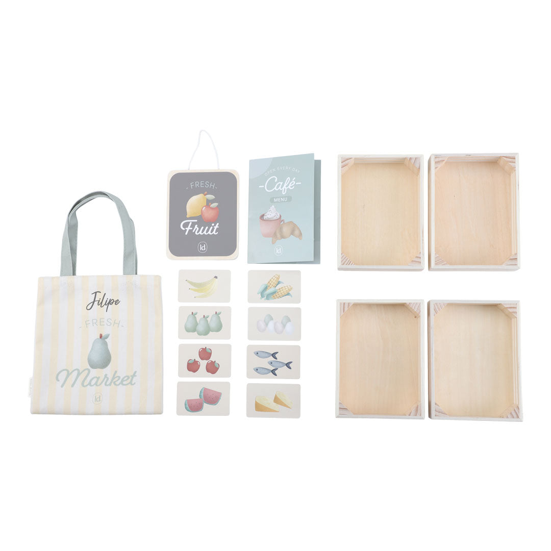 Étal de marché et café en bois – Stand de jeu 2 en 1