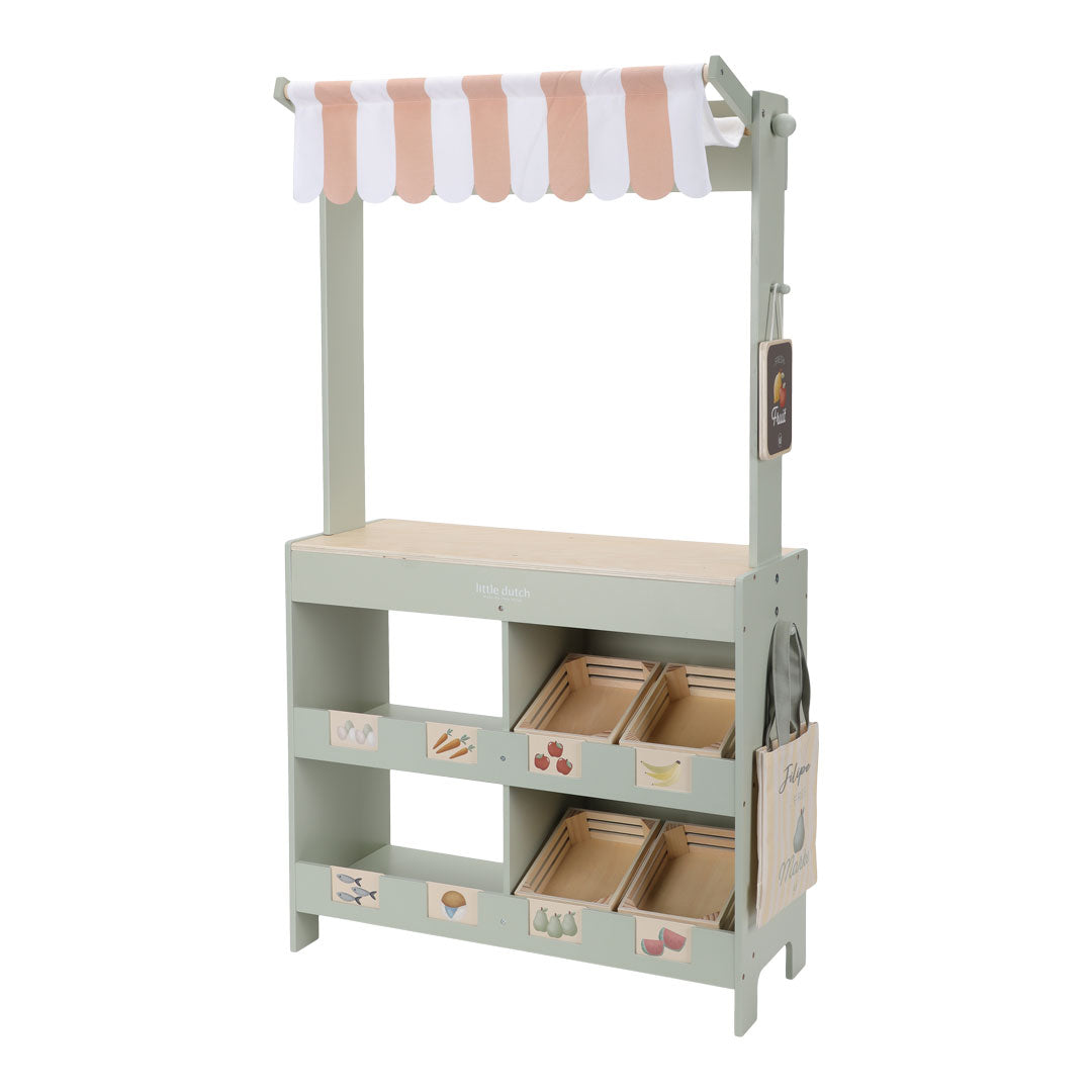Étal de marché et café en bois – Stand de jeu 2 en 1
